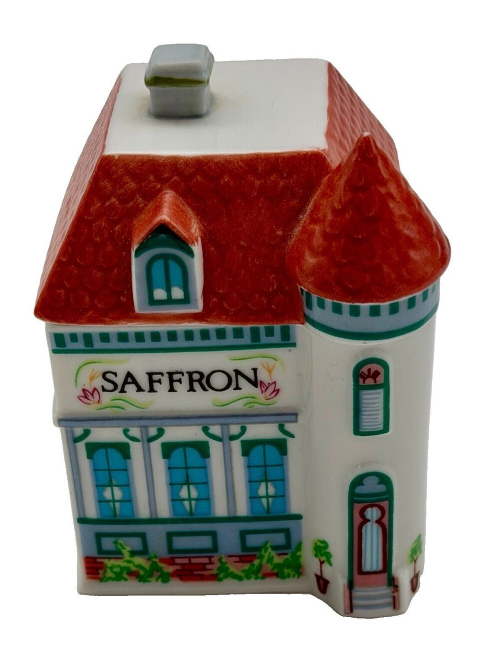 1989 Lenox Spice Village SAFFRON Fine Porcelain Victorian House Spice Jar MINT
